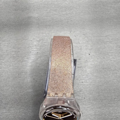 Swatch PINKINDESCENT TOO Watch Women Rose Gold Dial Clear Case LK354D New Batt4