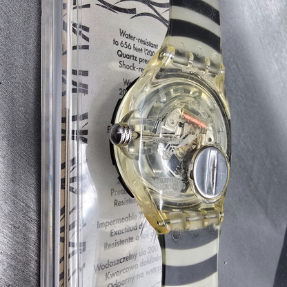 Swatch Scuba 200 Smile Watch Men 38mm White Dial Clear Case SKD127 New Battery14