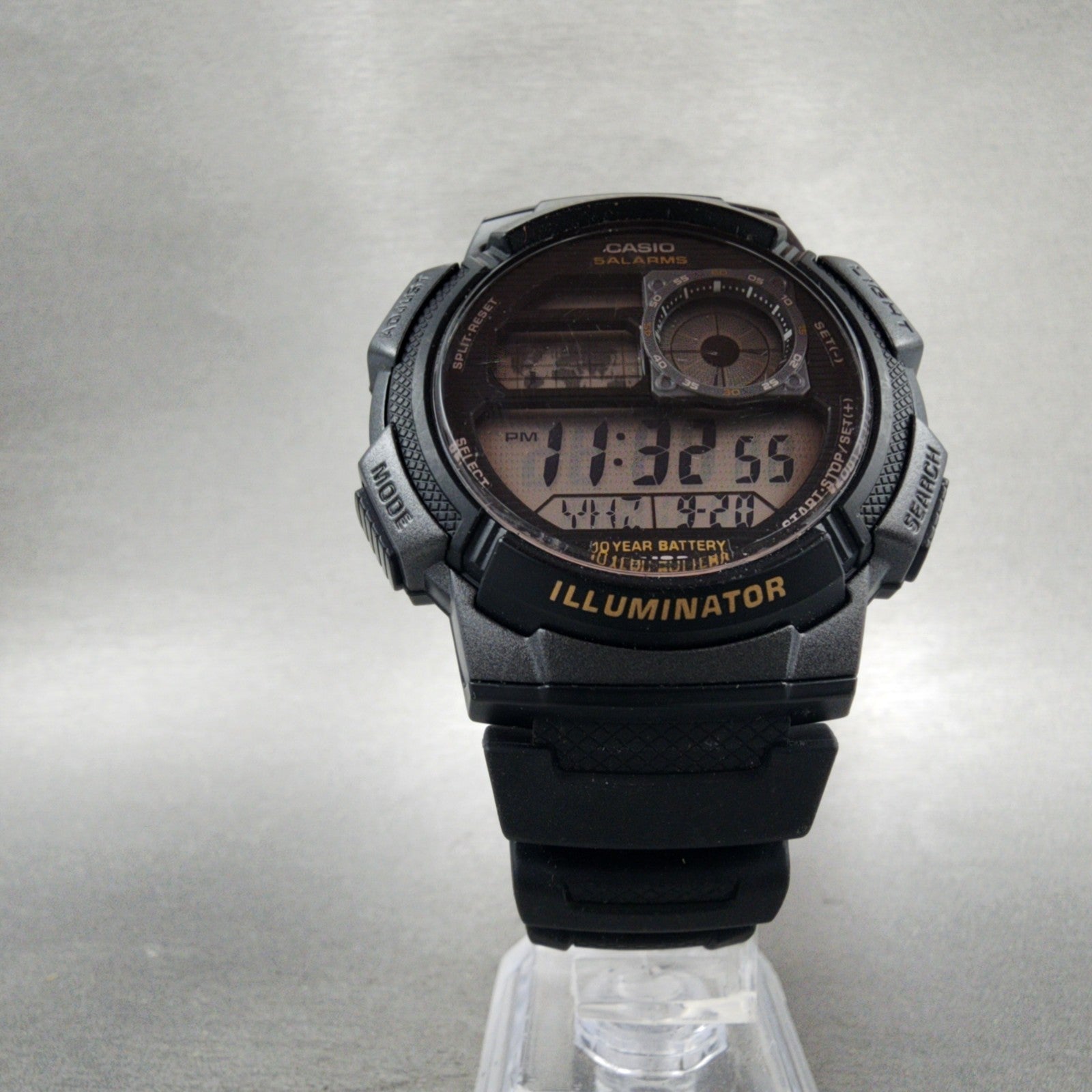 Casio AE1000W World Time Watch Men 43mm Digital Black Tone Alarm Chrono NewBatt6