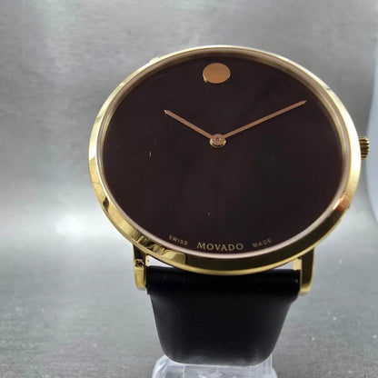 Movado Museum Watch Men 40mm Black Dial Gold 70th Anniversary 0607135 New Batt5