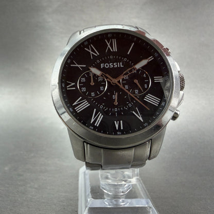 Fossil Grant Chronograph Watch Men 44mm Black Dial Steel FS4736 New Batt5