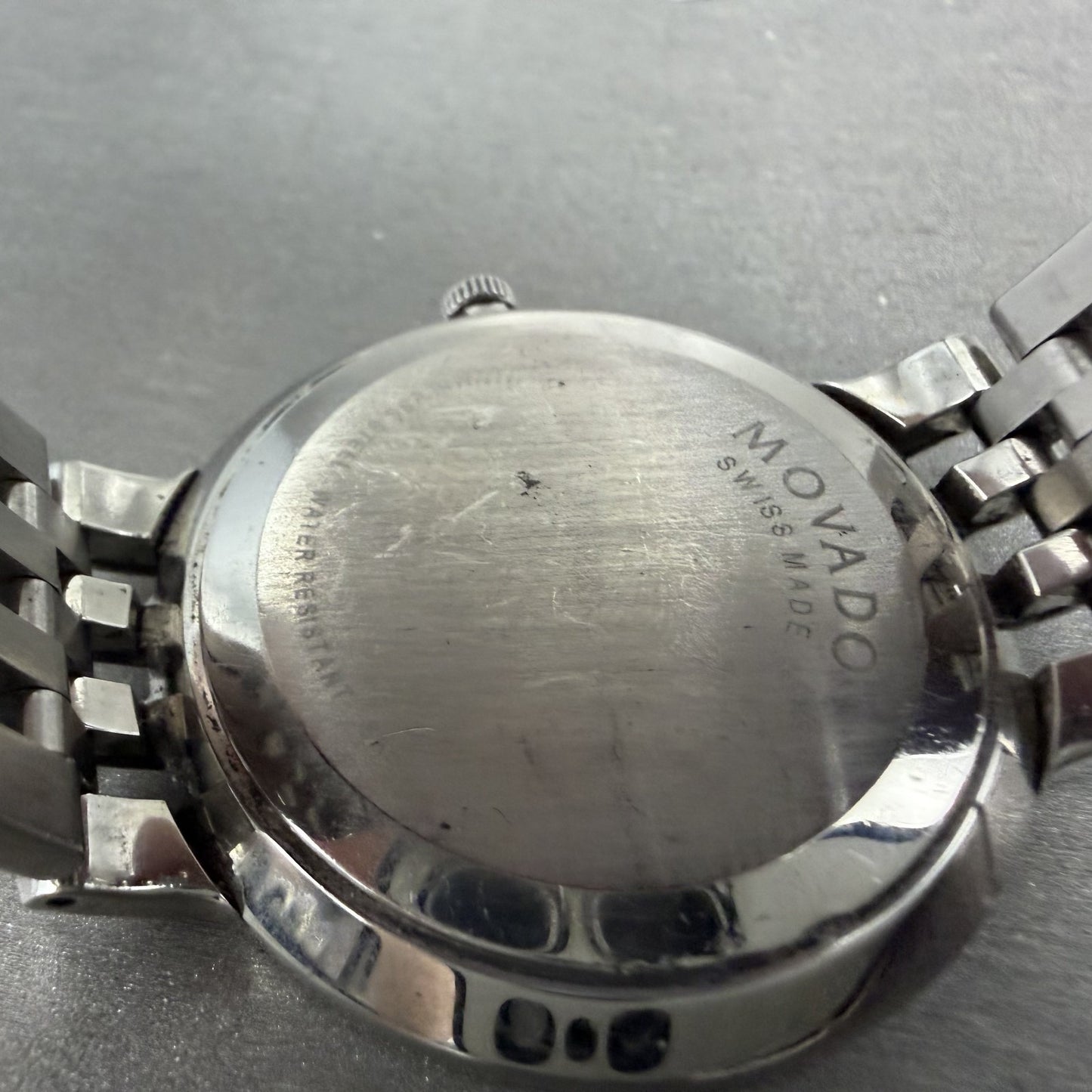 Movado Esperanza Watch Men 38mm Black Steel Round New Battery Bracelet 06060429