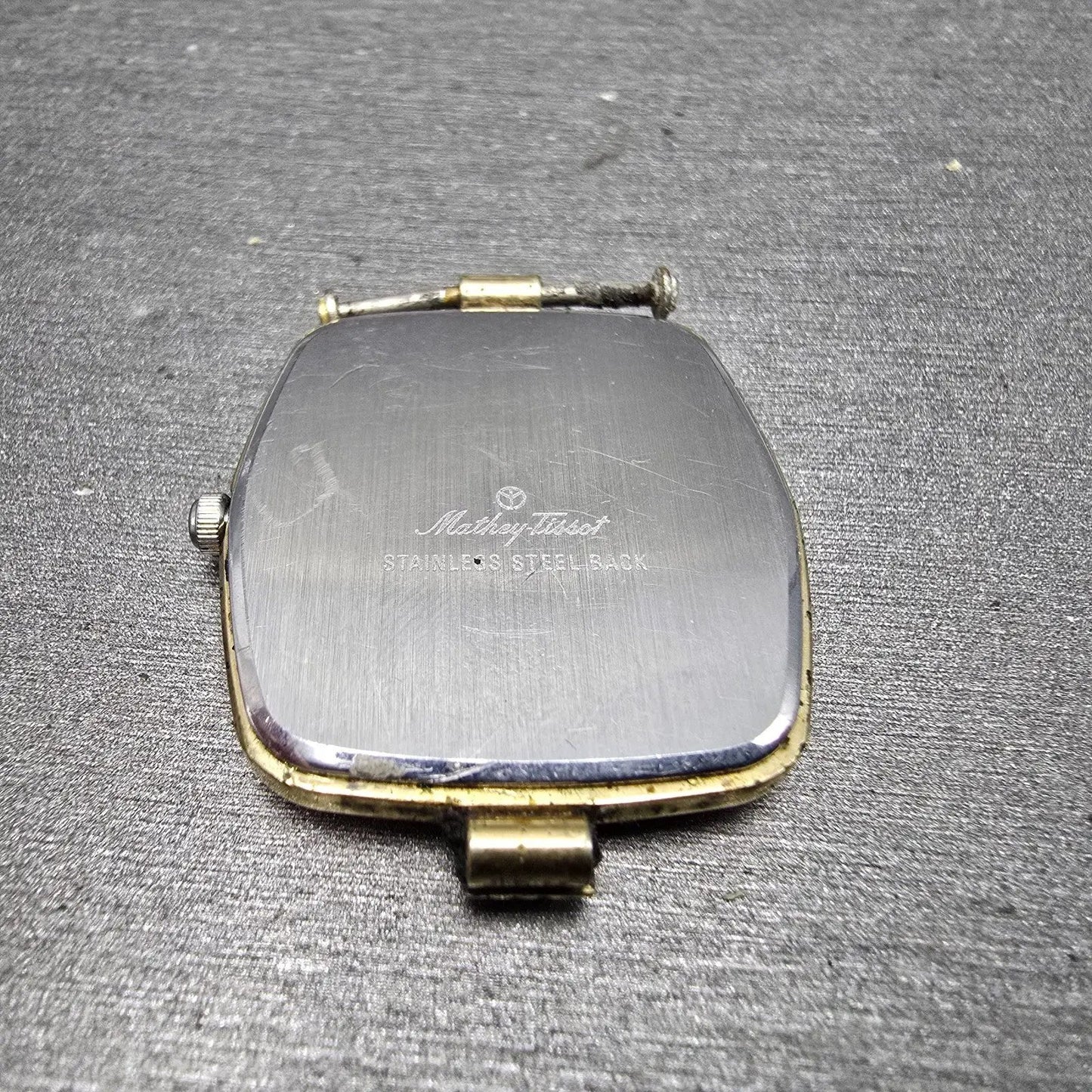 Mathey Tissot Watch Men 27mm Black Dial Gold Tone Hexagon New Battery Vintage7