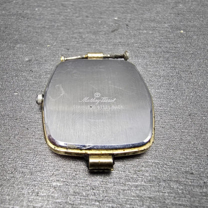 Mathey Tissot Watch Men 27mm Black Dial Gold Tone Hexagon New Battery Vintage7