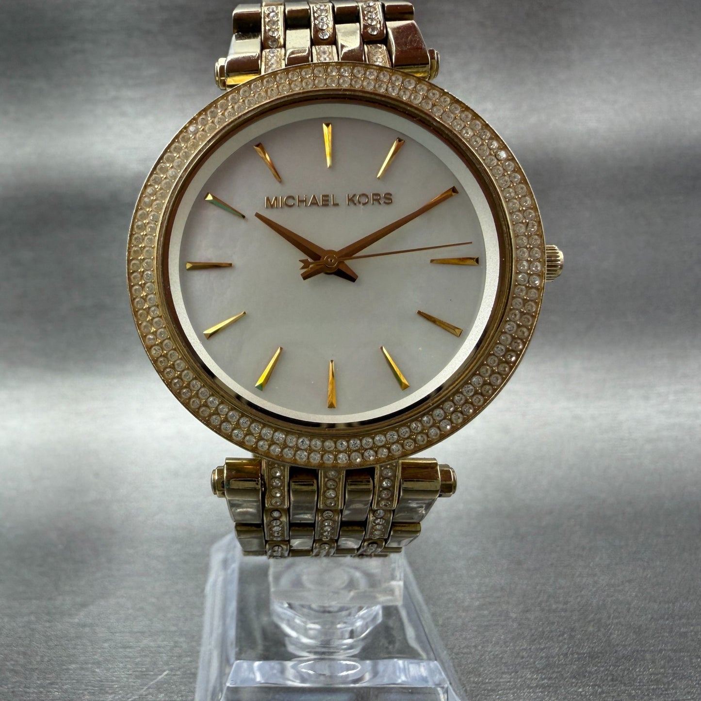 Michael Kors Darci Watch Women 39mm MOP Dial Gold Tone Round MK3219 New Battery5