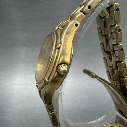 Seiko Watch Women 26mm Champagne Dial Gold Tone Date Round 7n820599 New Batt AB2