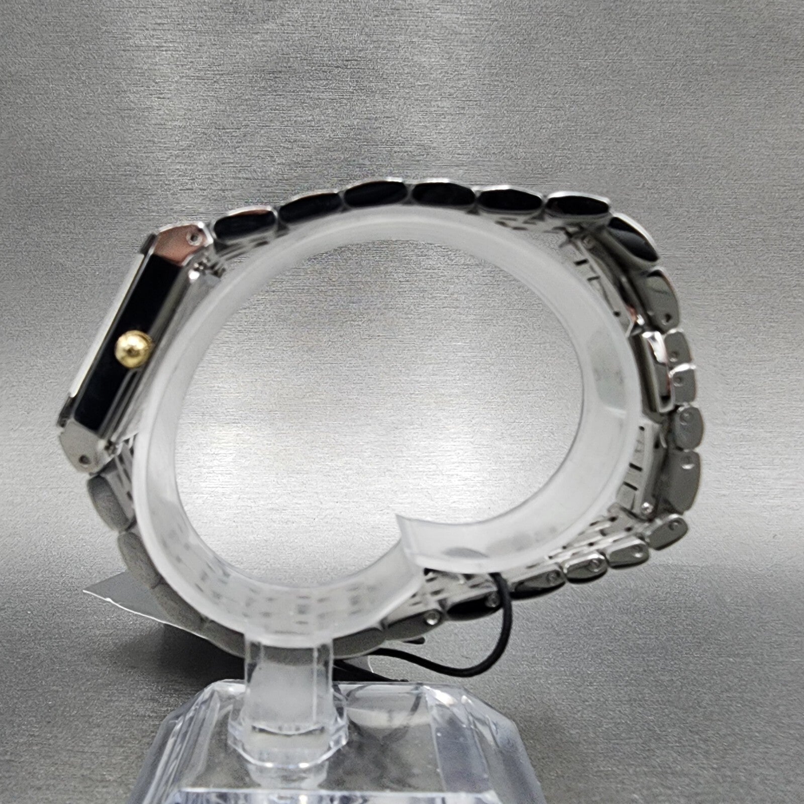 Bulova Quadra Tank Watch Women 21mm Black Dial Two Tone Rectangle 98P185 CHIPPED6