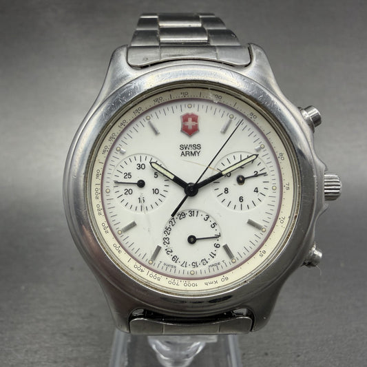 Victorinox Swiss Army Classic Chronograph Watch Men 40mm White Dial Steel PARTS!0