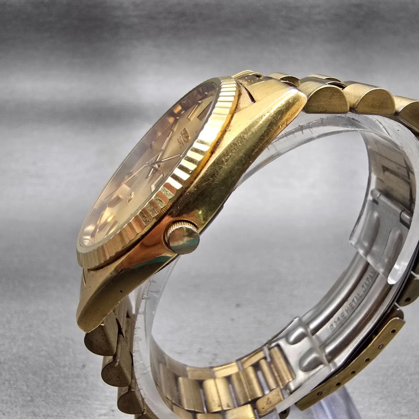 Seiko SQ President Watch Men 36mm Gold Dial Gold Tone Daydate 5Y23-8A69 New Batt2