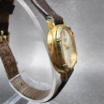 Seiko Watch Women 21mm Champagne Dial Gold Tone Rectangle 34215000 New Battery3