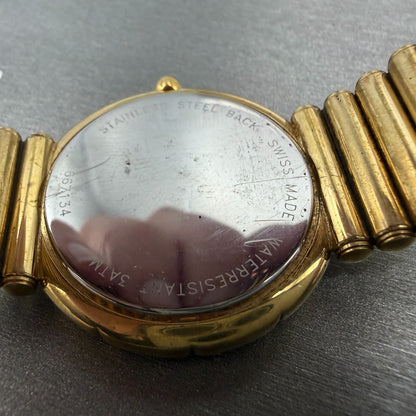 Delma Watch Men 34mm Gold Dial Gold Tone Round Bracelet Swiss New Battery9