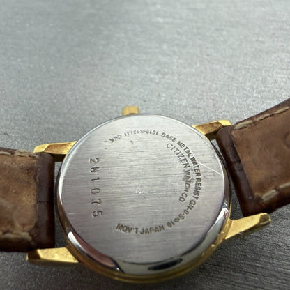 Citizen Watch Women 24mm Champagne Dial Gold Tone Date 1012-K13131 New Battery 59