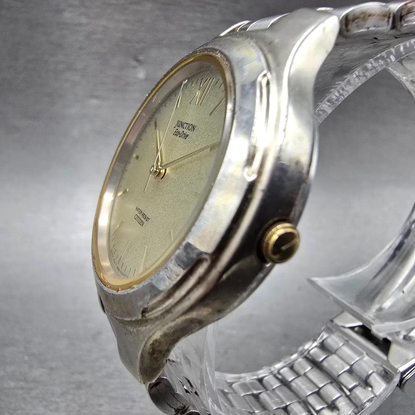 Citizen Junction Eco-Drive Watch Men 36mm Gray Dial Two Tone 5080-K10816 Runs2