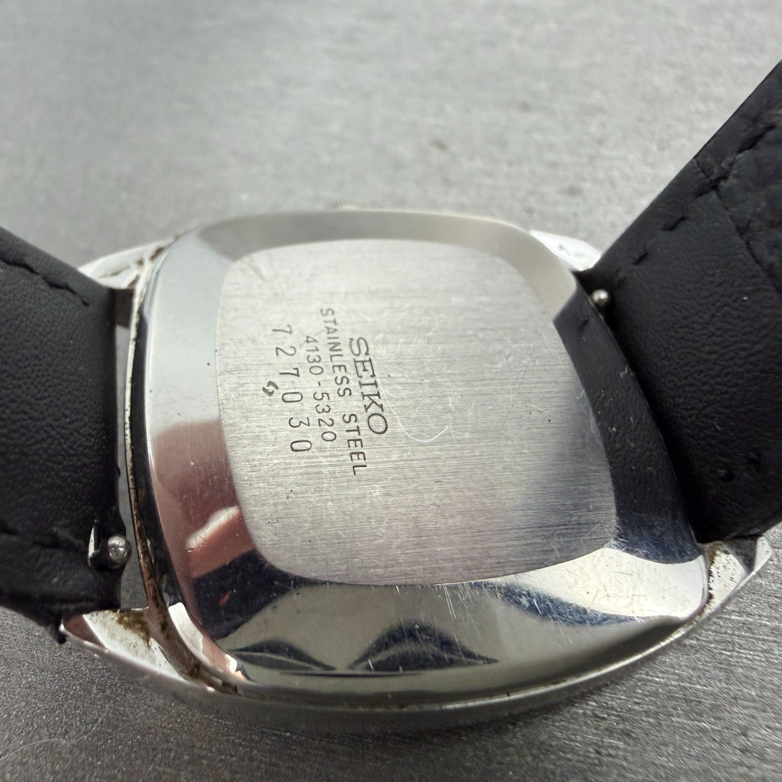 Seiko Watch Men 33mm Silver Dial Silver Tone Rectangle 4130-5320 New Battery9