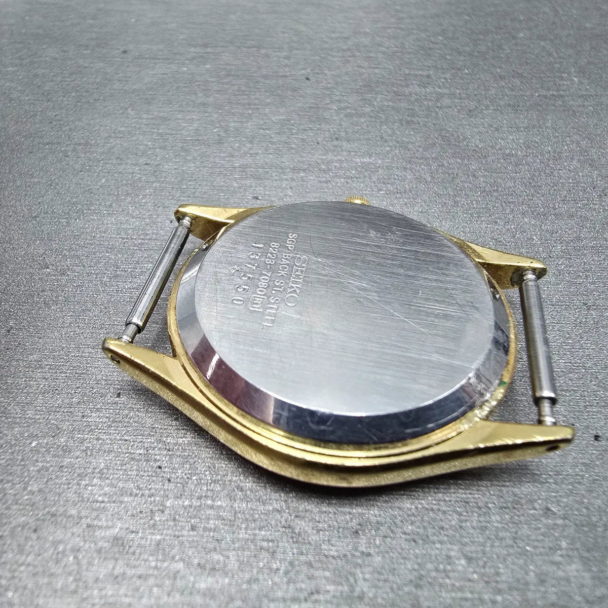 Seiko SQ Watch Men 32mm White Dial Gold Daydate Round 8223-7080 VTG PARTS12