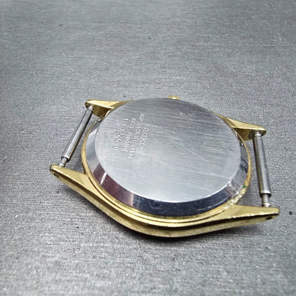 Seiko SQ Watch Men 32mm White Dial Gold Daydate Round 8223-7080 VTG PARTS12