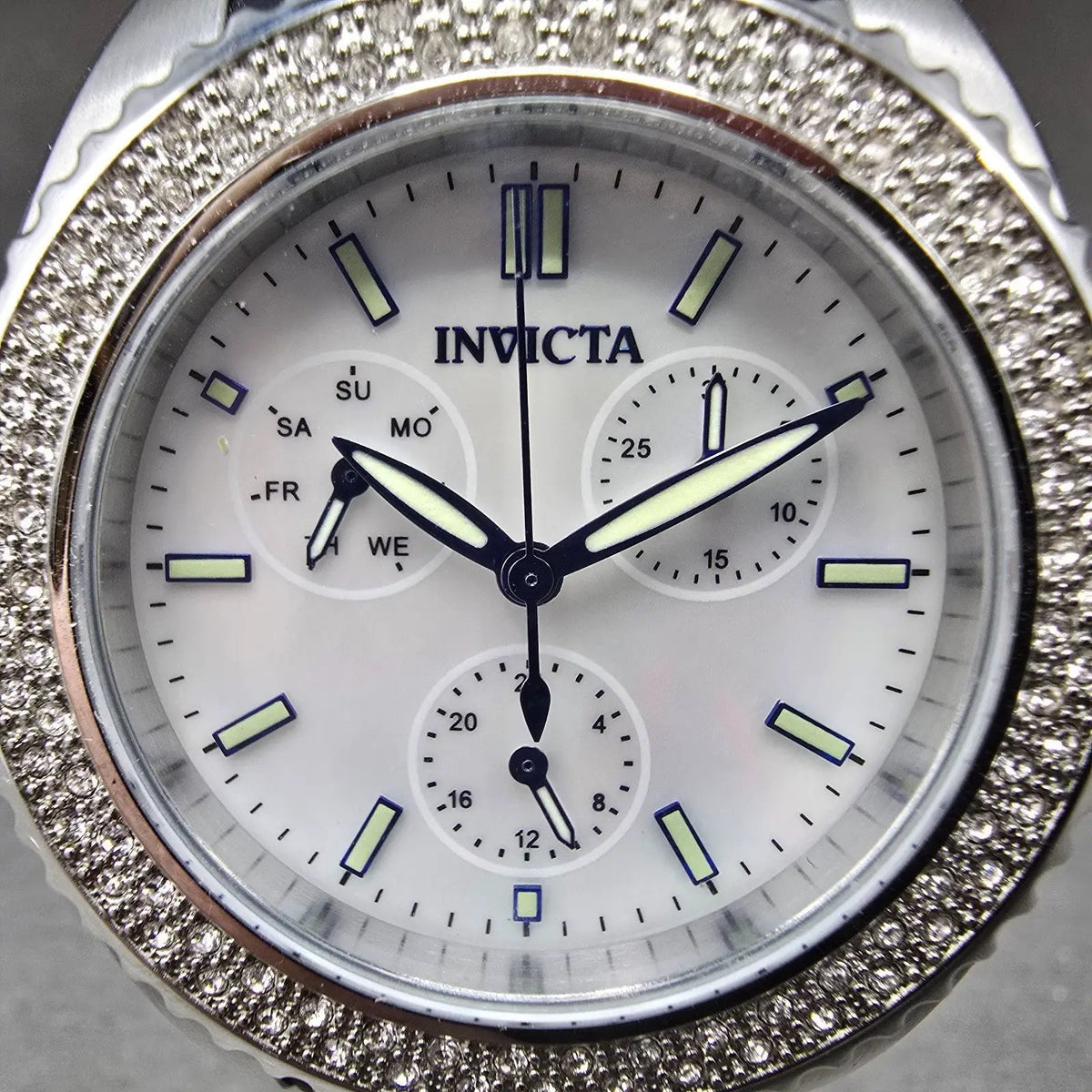 Invicta Angel Watch Women 39mm MOP Dial Silver Daydate Round 28487 New Battery1