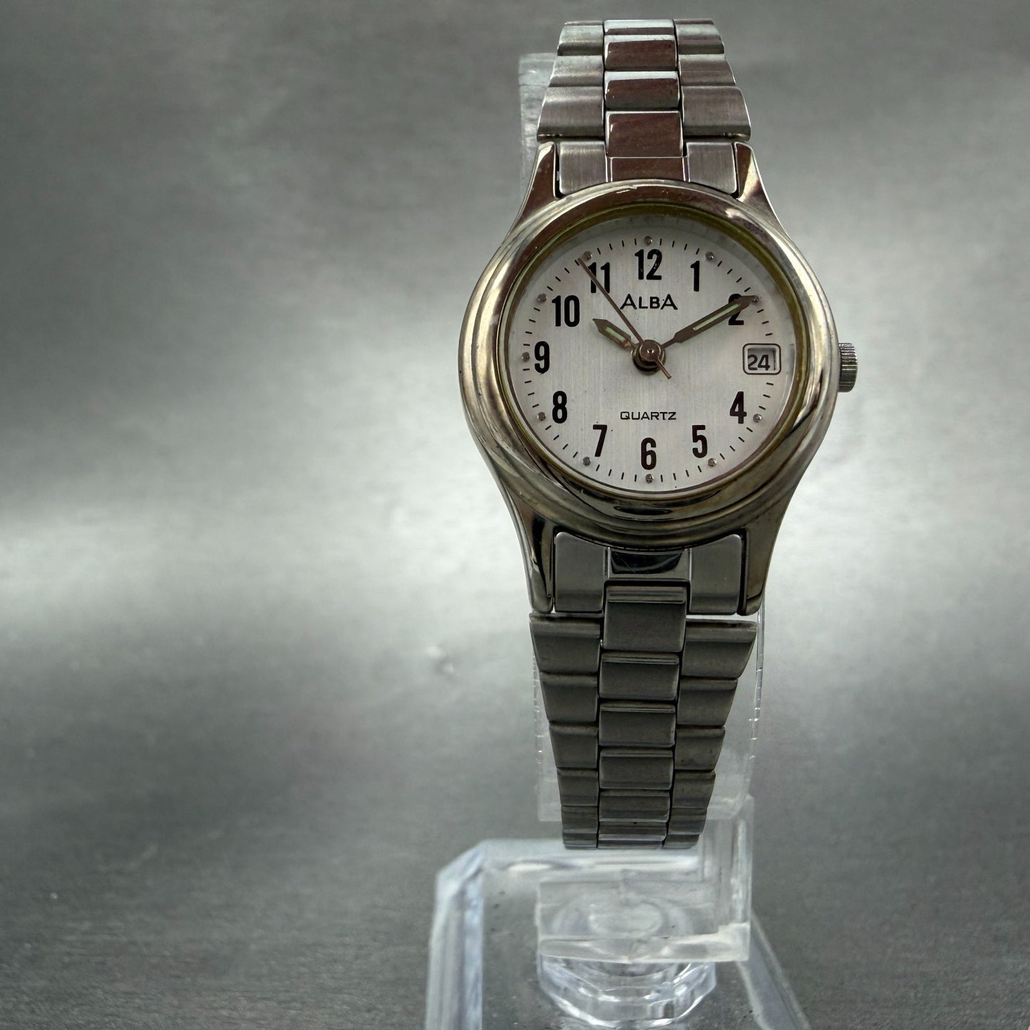 Seiko Alba Watch Women 23mm Silver Dial Silver Tone Date V782-X104 New Battery5