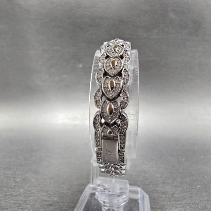 Wittnauer Watch Women 17mm MOP Dial Silver Tone Crystal Bezel Oval New Battery7