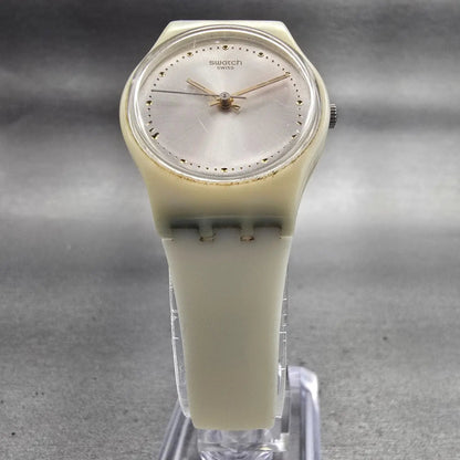 Swatch WHITE MOUSE Watch Women 25mm Silver Dial White Tone LW148 New Battery5