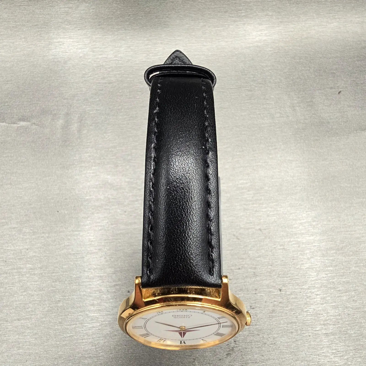 Seiko Watch Men 34mm White Dial Gold Tone Round V700-8A10 New Battery Vintage4
