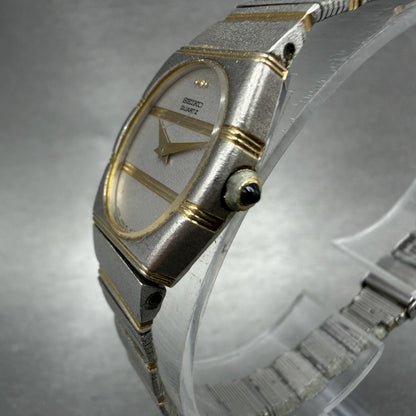 Seiko Watch Women 19mm Silver Dial Two Tone Oval Vintage 1400-8510 New Battey2