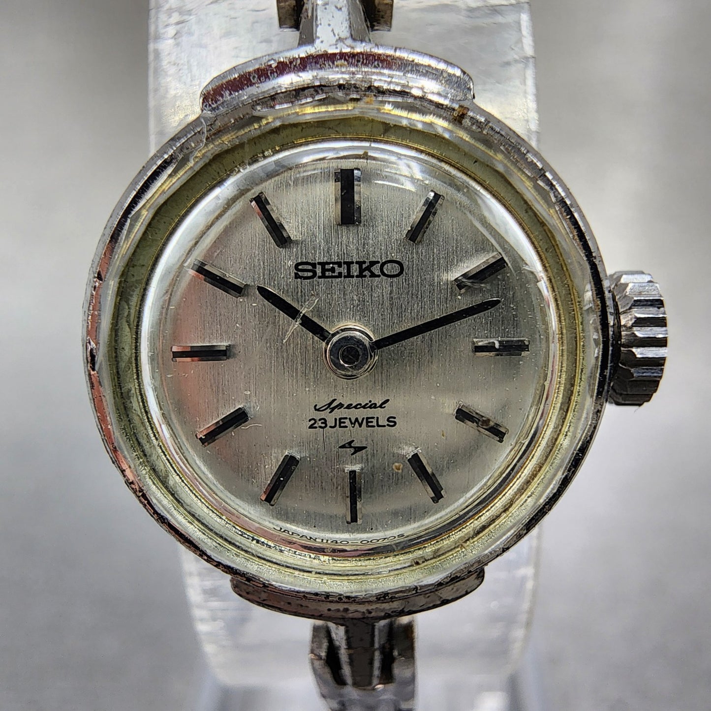Seiko Special Watch Women 17mm Silver Dial White Gold Plated Manual Wind Runs1