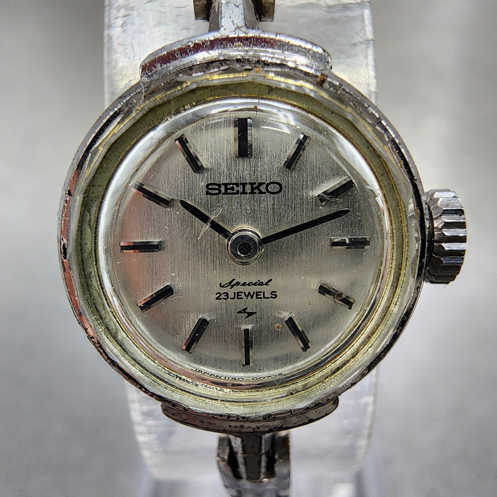 Seiko Special Watch Women 17mm Silver Dial White Gold Plated Manual Wind Runs1