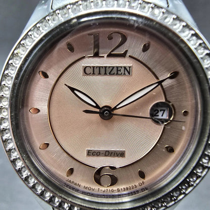 Citizen Silhouette Eco-Drive Watch Women 29mm Pink Dial Steel Date FE1140-86X JP1