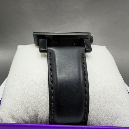 Movado Bold Watch Men 42mm Black Dial Black Tone Leather Band W/box New Battery6