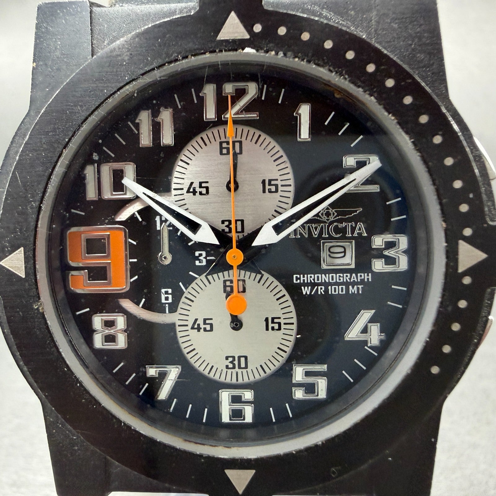 Invicta Chronograph Watch men 48mm Black Dial Black Tone Date 5523 New Battery1