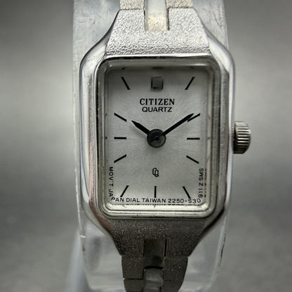 Citizen CQ Watch Women 13mm Silver Dial Silver Tone Rectangle New Battery NHJDS1