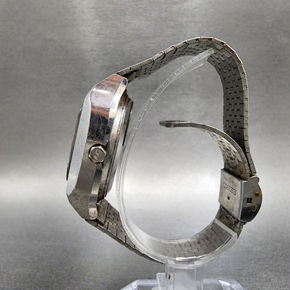 Seiko Digital Watch Men 37mm LCD Steel Daydate Rectangle 0114-0020 PARTS