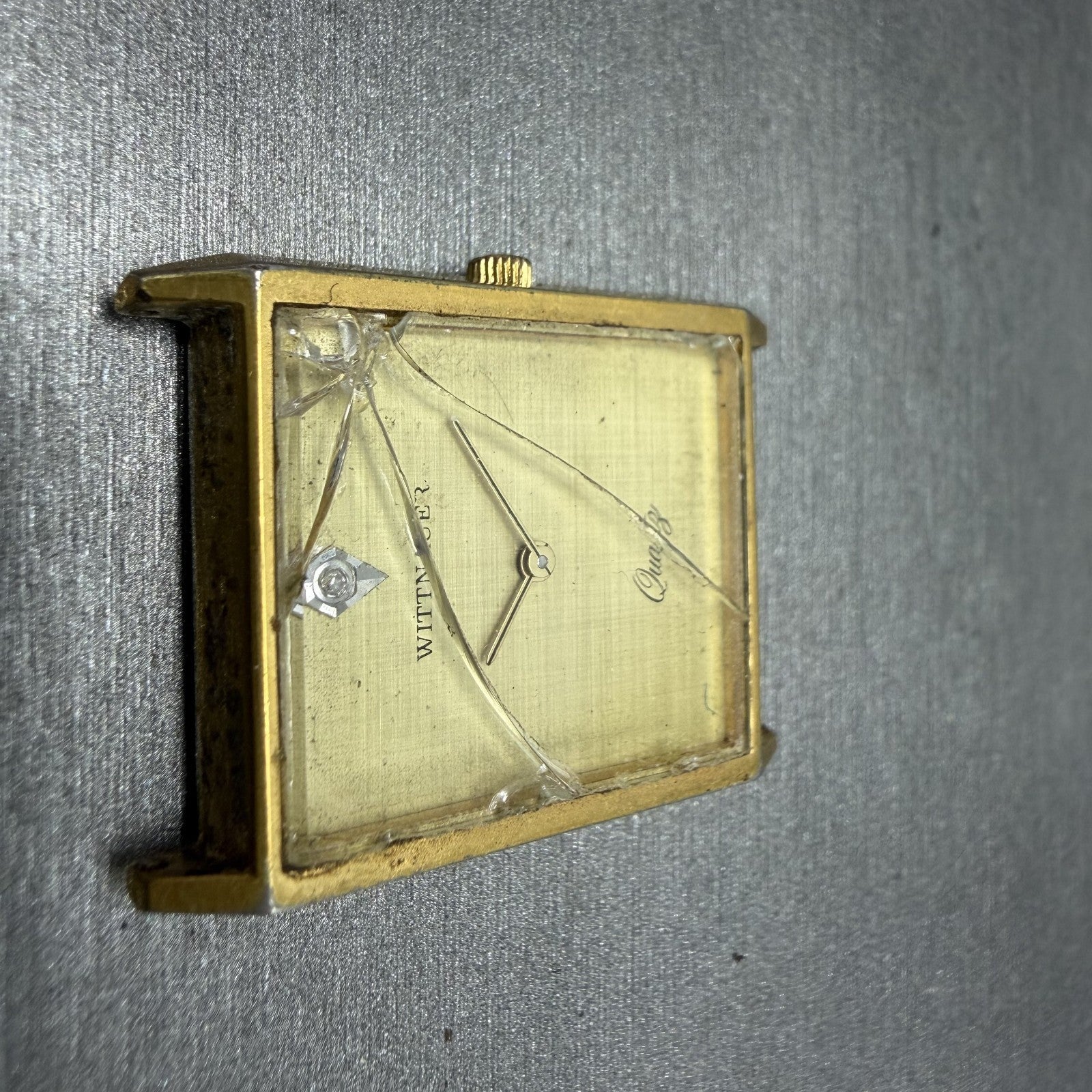 Wittnauer Tank Watch Men 25mm Champagne Dial Gold Tone Rectangle Vintage PARTS5