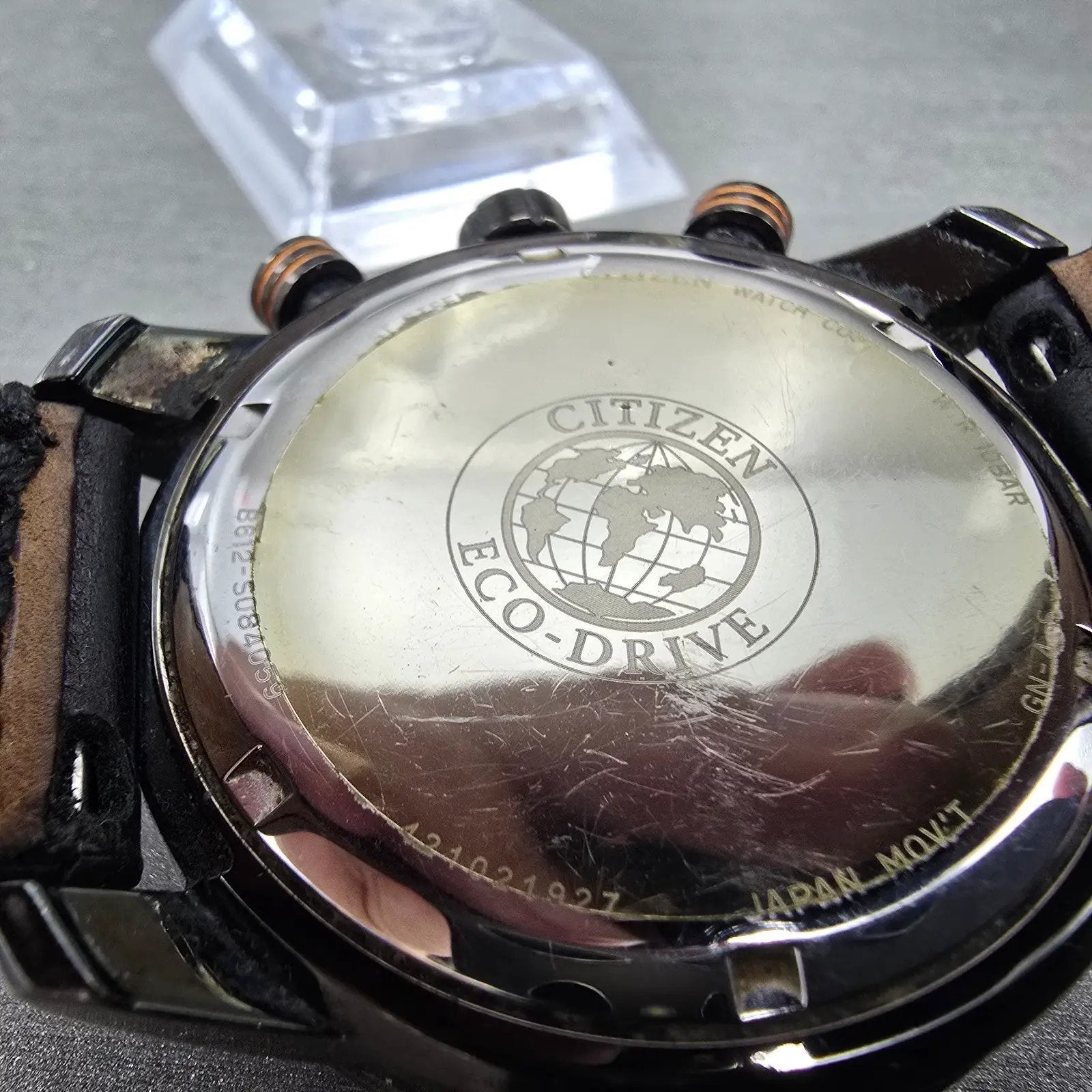 Citizen Eco-Drive Chronograph Dive Watch Men 45mm Gray Dial Black Tone Date Runs9