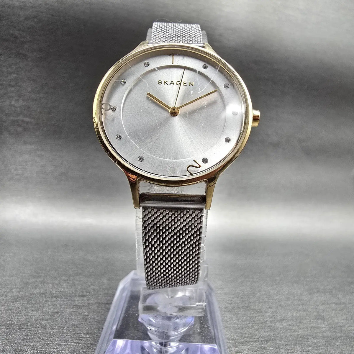 Skagen Anita Lille Watch Women 30mm Silver Dial Gold Tone SKW2340 New Battery5