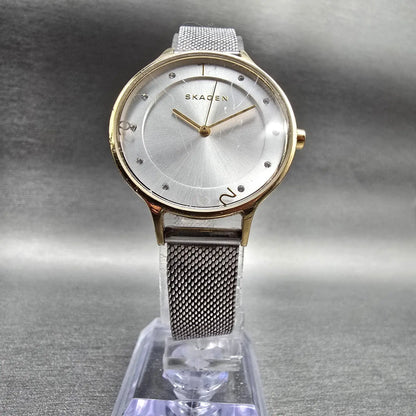 Skagen Anita Lille Watch Women 30mm Silver Dial Gold Tone SKW2340 New Battery5