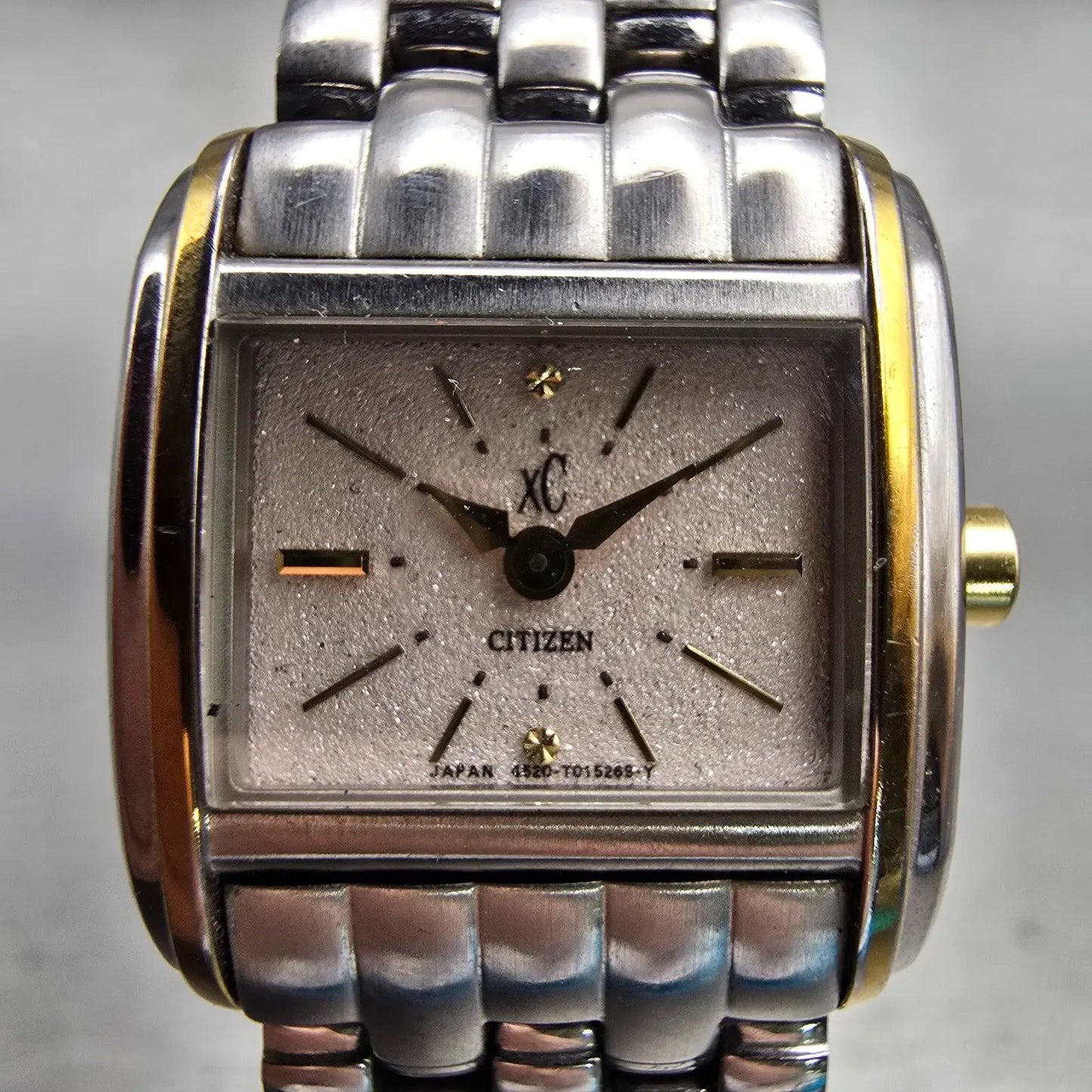 Citizen XC Watch Women 19mm Pink Dial Two Tone Rectangle 4520-T008534 New Batt1