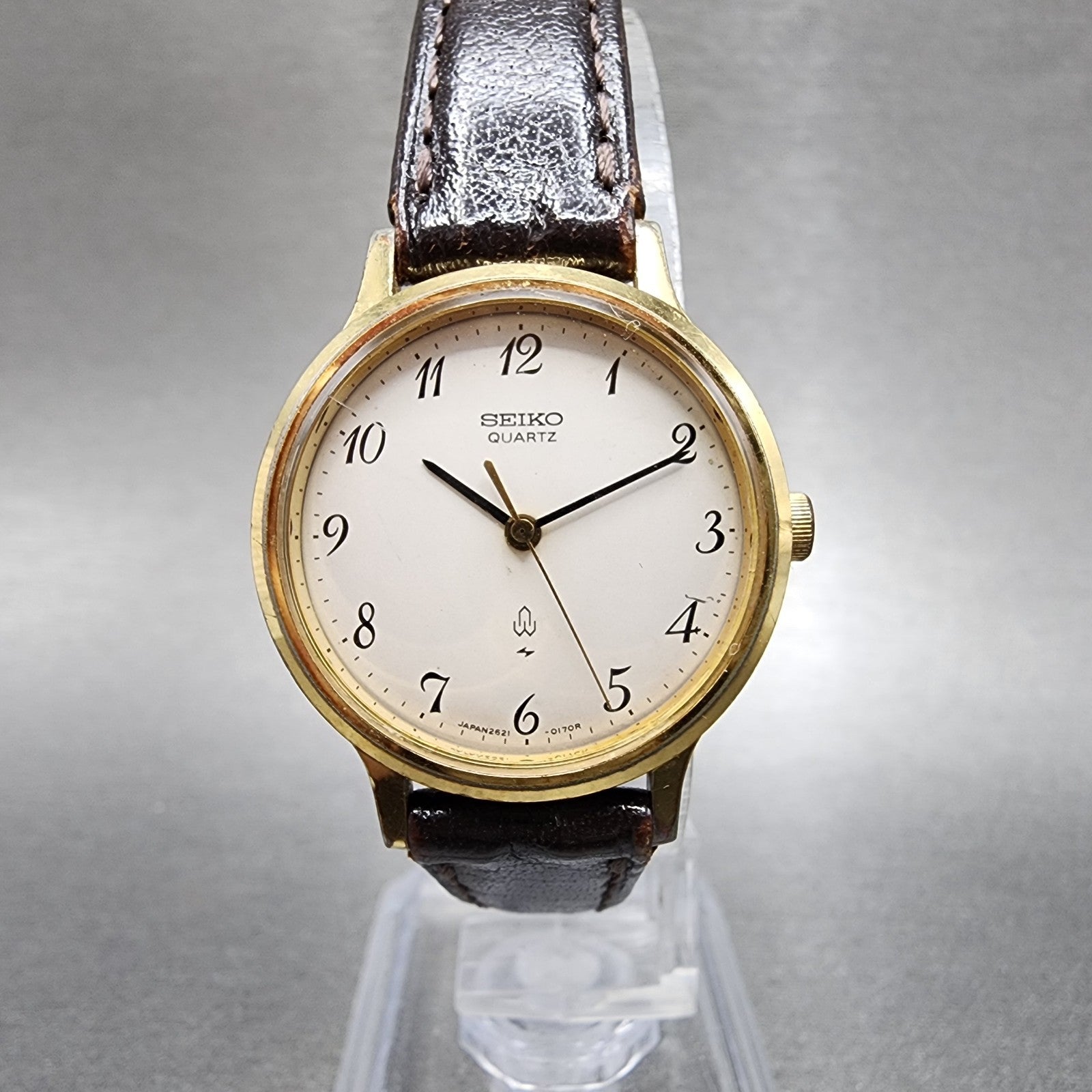 Seiko Watch Women 26mm White Dial Gold Tone Round 26210020 New battery VTG0