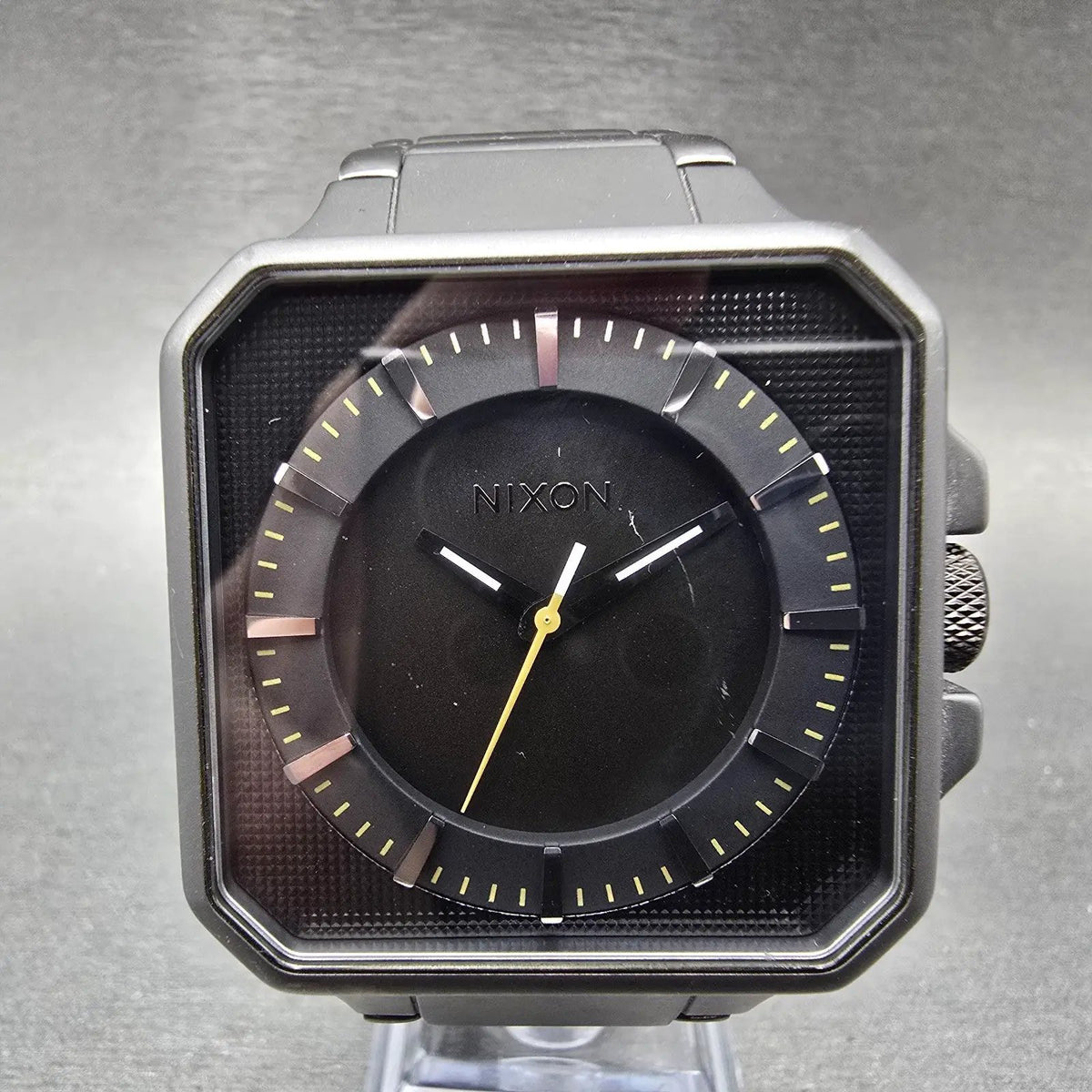 Nixon The Platform Watch Men 41mm Black Dial Black Tone Octagon New Battery0
