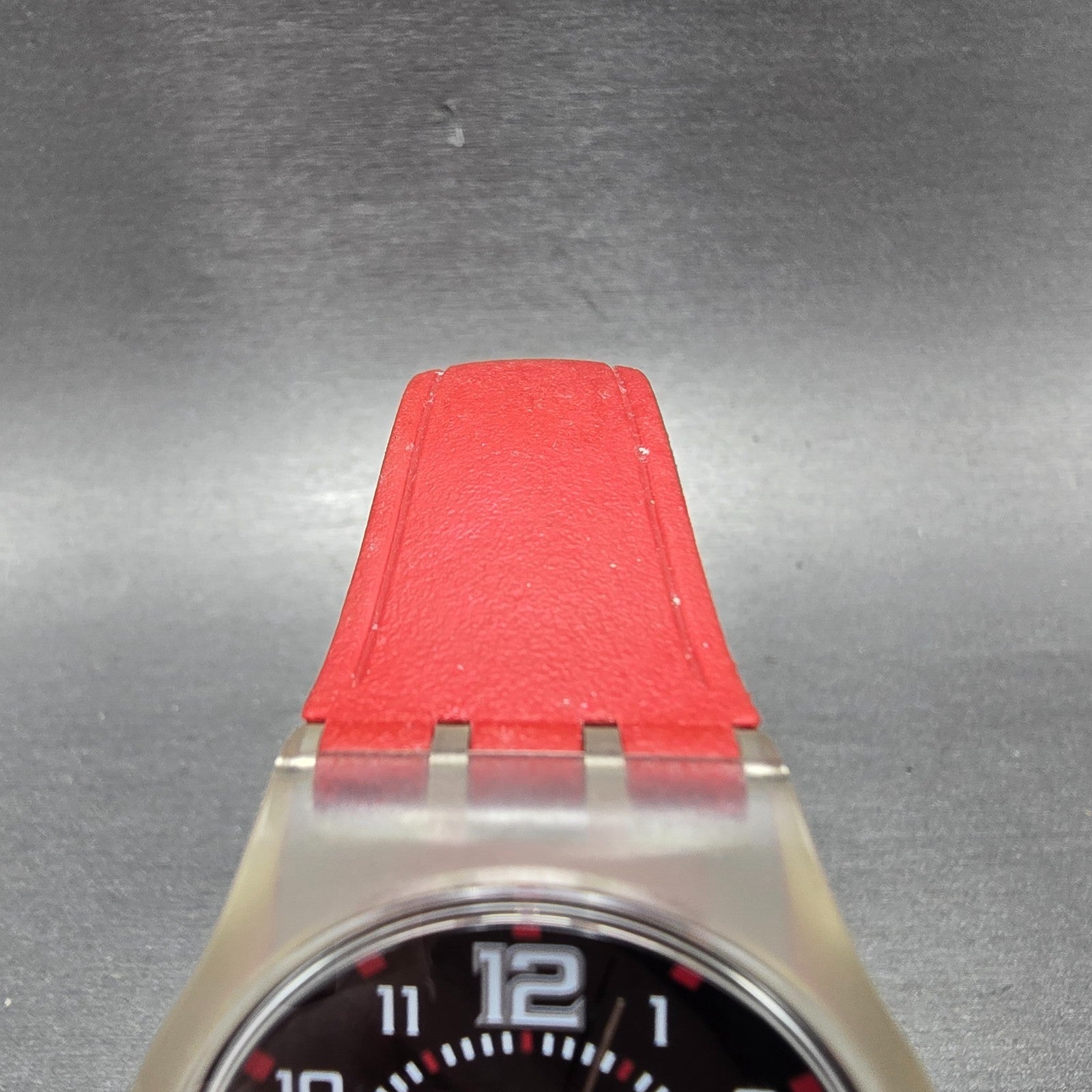Swatch Ruby Touch Watch Men 38mm Black Dial Clear Case Daydate Round New Battery4