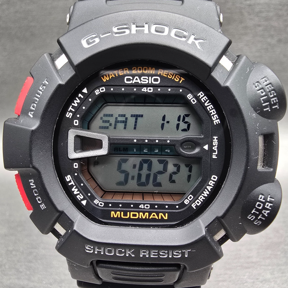 Casio G-Shock Mudman G-9000 Watch Men 46mm Black Red Chrono Alarm New Battery1