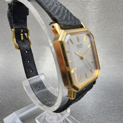 Seiko Tank Watch Women 18mm Silver Dial Gold Tone 2c215090 New Battery3