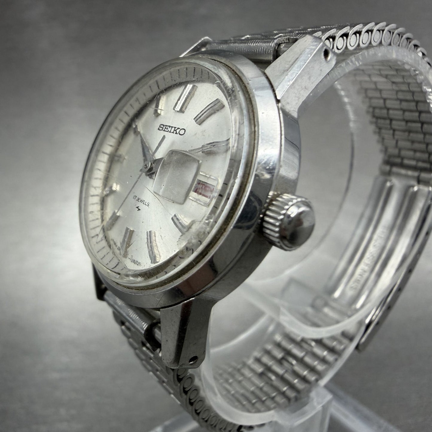Seiko Watch Women 26mm Silver Dial Silver Tone Date 2118-0230 Manual Runs2