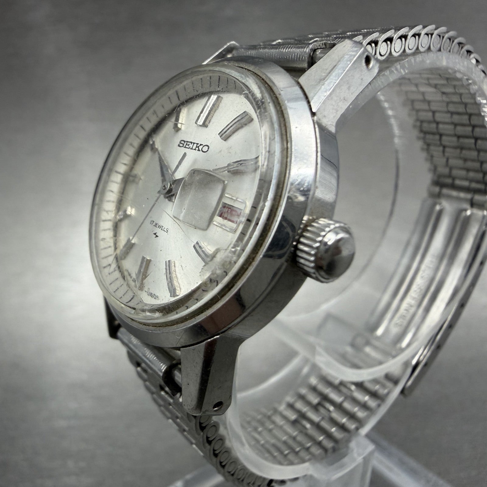 Seiko Watch Women 26mm Silver Dial Silver Tone Date 2118-0230 Manual Runs2