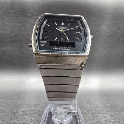Seiko Watch Men 33mm Gray Dial Silver Tone Chrono Alarm H601-540A New Battery5