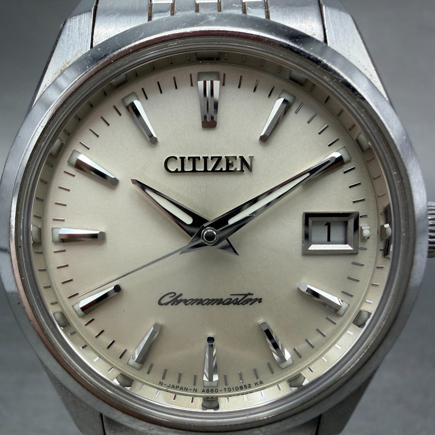 Citizen Chronomaster Watch Men 36mm Silver  Dial Steel Date Round A660-T0065911
