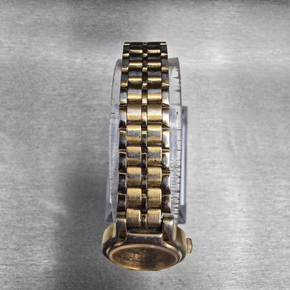 Seiko SX Watch Women 19mm Black Dial Gold Tone Round V401-0281 New Battery JP14