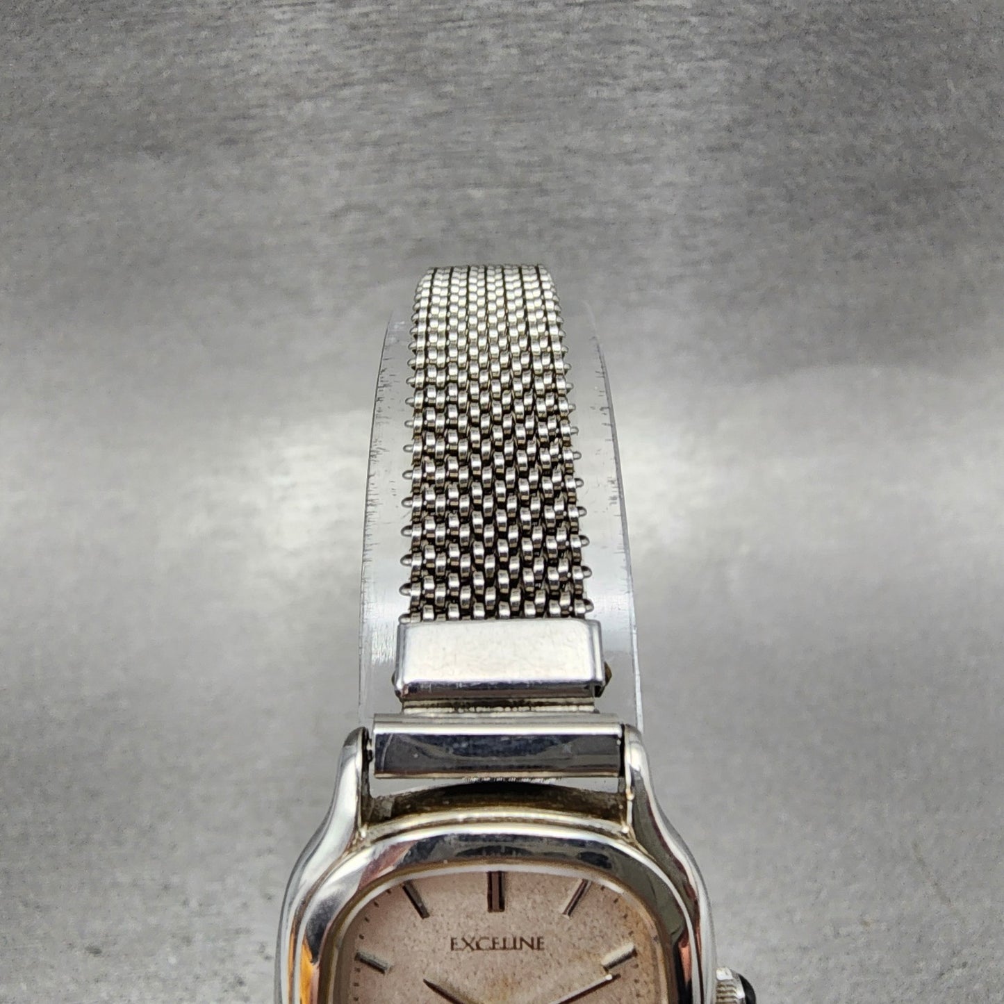 Seiko Exceline Tank Watch Women 21mm Silver Dial Silver Tone 3f315a00 New Batt4