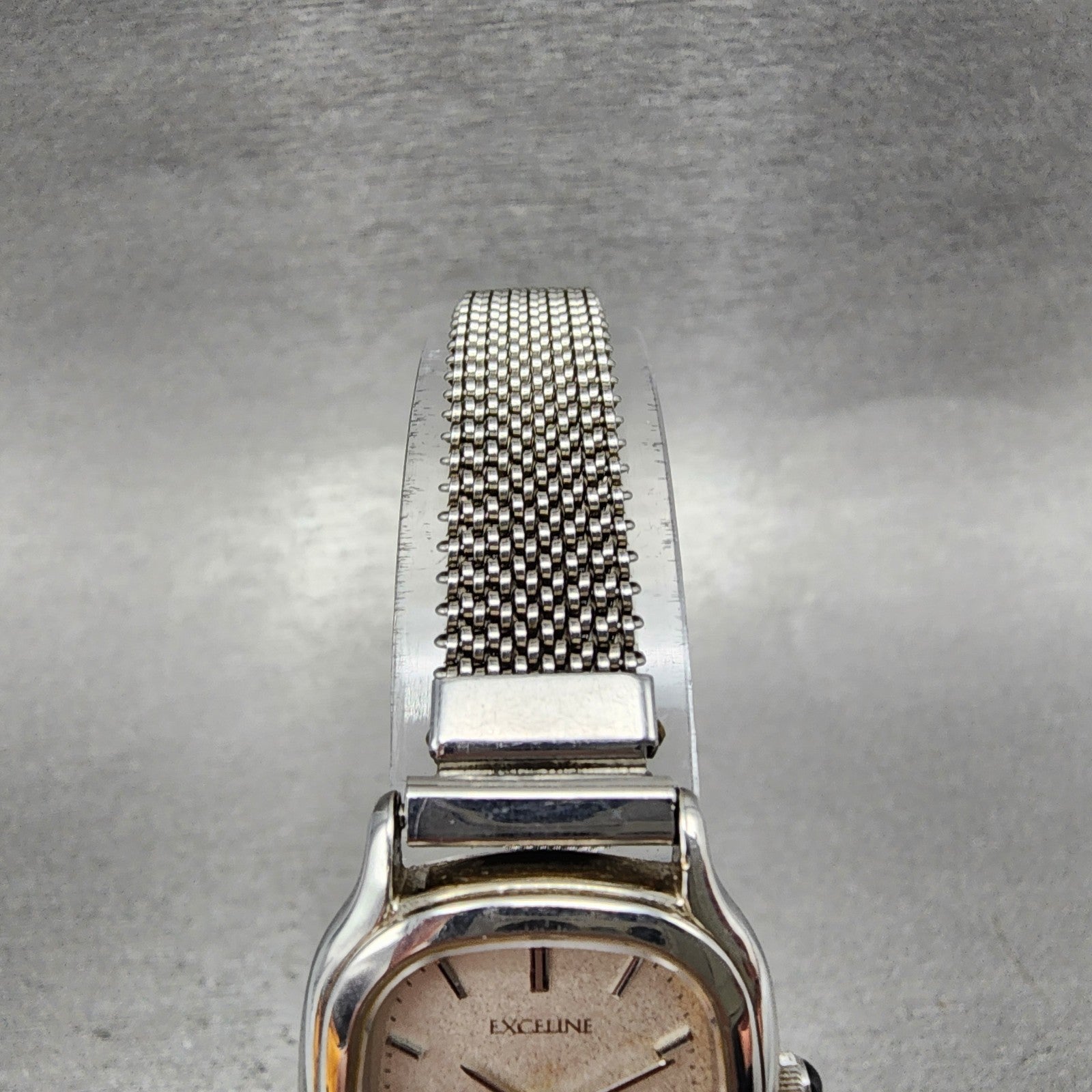 Seiko Exceline Tank Watch Women 21mm Silver Dial Silver Tone 3f315a00 New Batt4
